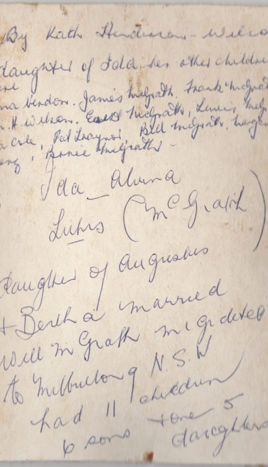 Luhrs Ida reverse of photo